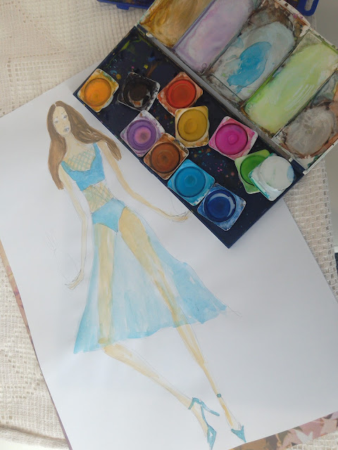 Making of a Fashion Illustration: A Girl In a Transparent Blue Dress