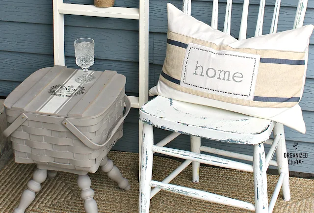 Goodwill Pie Basket Repurposed as a Side Table #upcycle #repurpose #basket