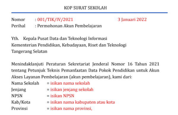 Cara Pengajuan Akun Siswa Belajar.id Beserta Surat Permohonannya LENGKAP