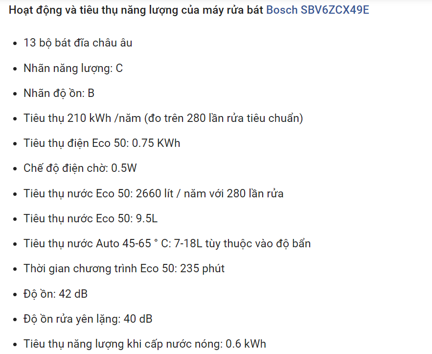 Máy rửa bát âm tủ 13 bộ BOSCH SBV6ZCX49E