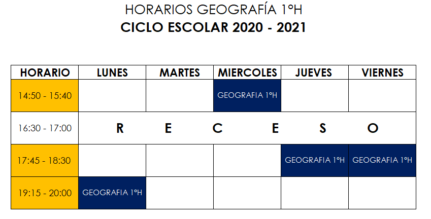 HORARIO SEMANAL DE LA MATERIA