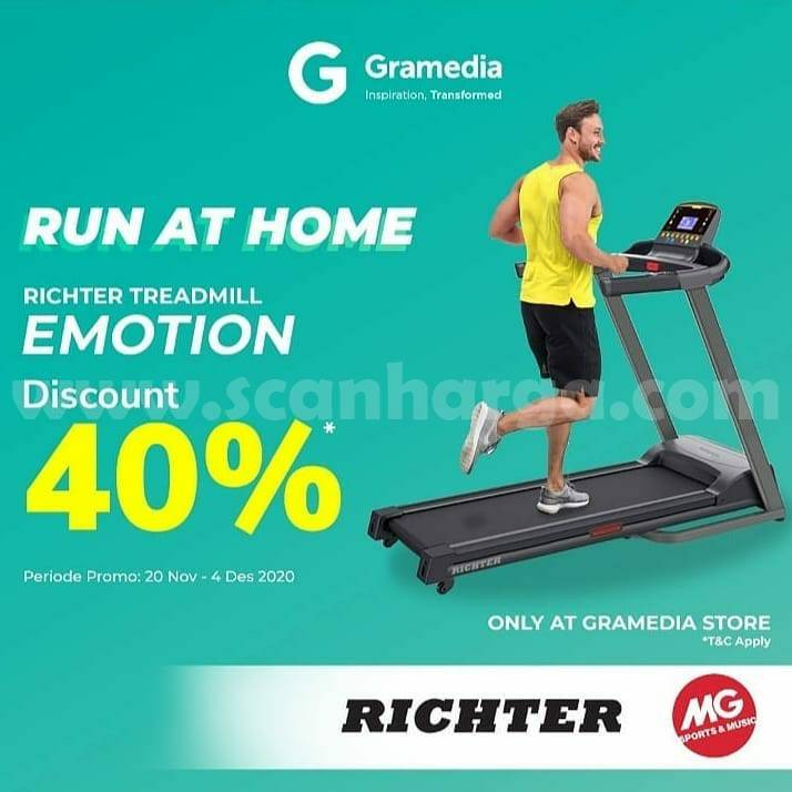 MG Sports Promo Richter Treadmill Exodus S Diskon 40% hingga 4 Desember 2020