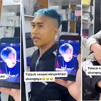 Lelaki mengamuk gaya rambut biru tidak sama artis K-pop