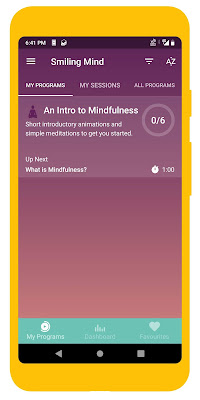 Screenshot of Smiling Mind meditation app