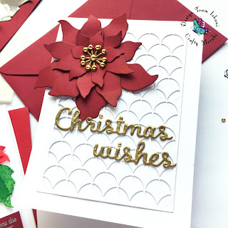 Crafty Meraki Christmas flower layering dies, Christmas dies, Poinsettia card with Crafty Meraki, Quick Christmas card with dies