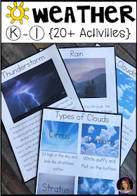 Hands-on factual weather activities for kindergarten and first grade.