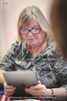 Poetry workshop participant studying a poem