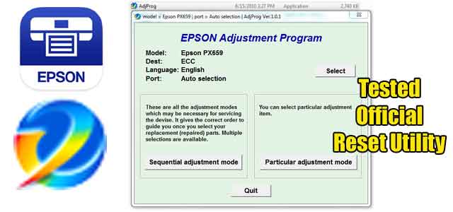 Epson Stylus Photo PX659 Adjustment program (Reset Utility)