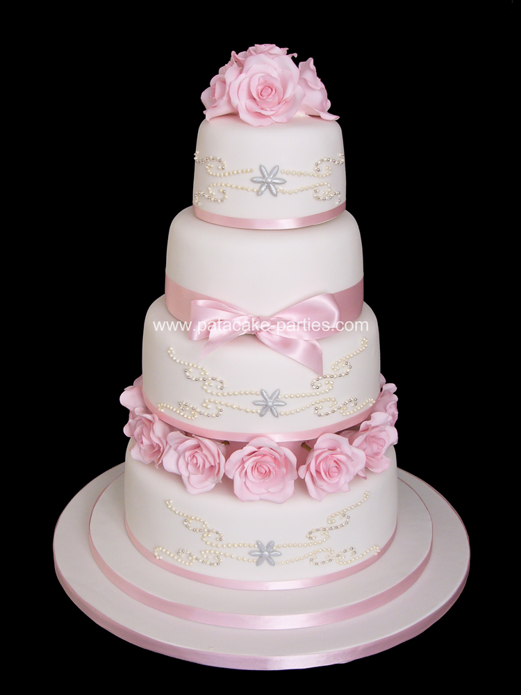 Labels pearls piping Roses royal icing Wedding Cake