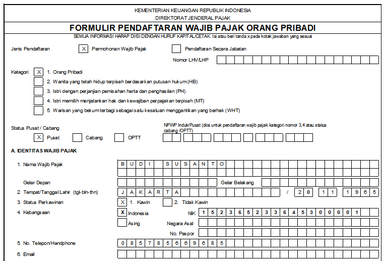 Cara Mengisi Formulir Npwp Pribadi Yang Sudah Diisi