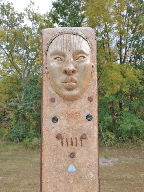 Cultural Pedestrians sculpture on Jefferson City Greenway. Missouri. October 2022. Credit: Mzuriana.