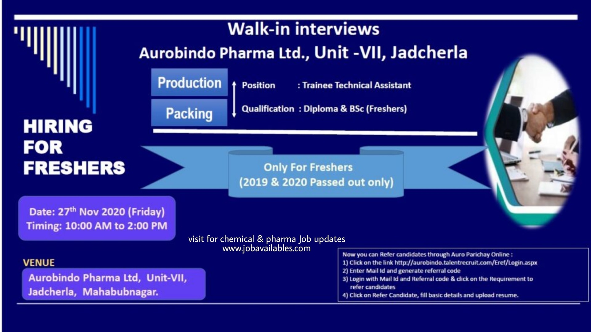 Job Availables, Aurobindo Pharma Ltd Interview For Freshers Bsc/ Diploma - Production/ Packing Dept