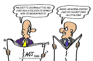 Raggi, romeo, polizze, m5s, favoritismi, amici degli amici, vignetta, satira