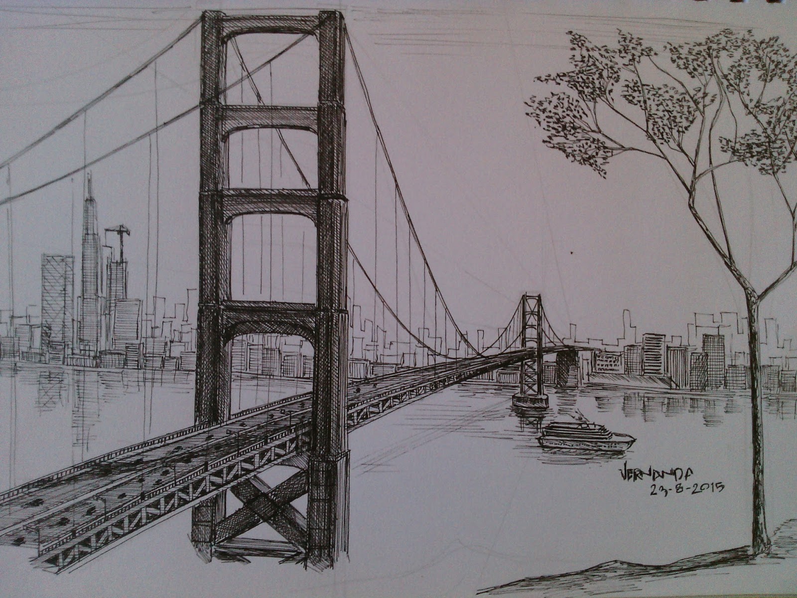 Sketsa Gambar Jembatan Yang Mudah Sobsketsa