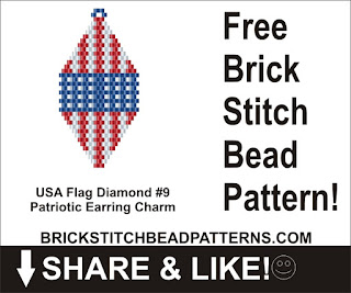 Free patriotic brick stitch seed bead earring pattern printable pdf.