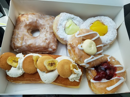 Box of beautiful donuts from Donut King Donuts in Minneola Florida
