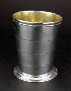 ANTIQUE 19thC VICTORIAN RARE SOLID SILVER FOLDING TRAVELING CUP, LONDON c.1890 