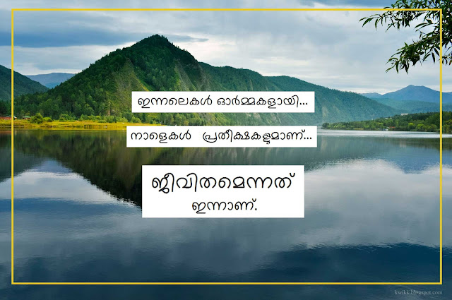 Life today tomorrow landscape Image Malayalam quote with black text and white background yellow border 
