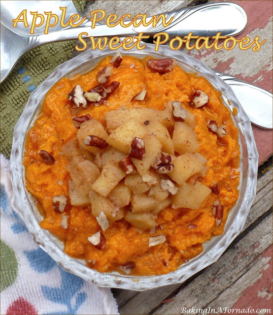 Apple Pecan Sweet Potatoes | recipe developed by Karen of BakingInATornado.com | #recipe #sidedish