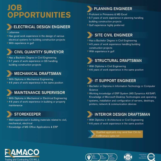 New job vacancies in Ramaco Construction company, Construction jobs 2018