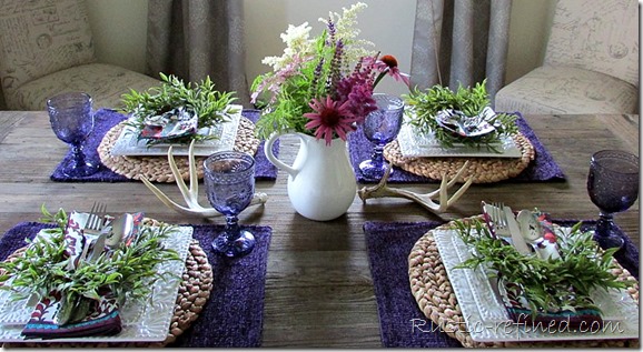 Setting a summer tablescape on Restoration Hardware's Dining Table @ Rustic-refined.com