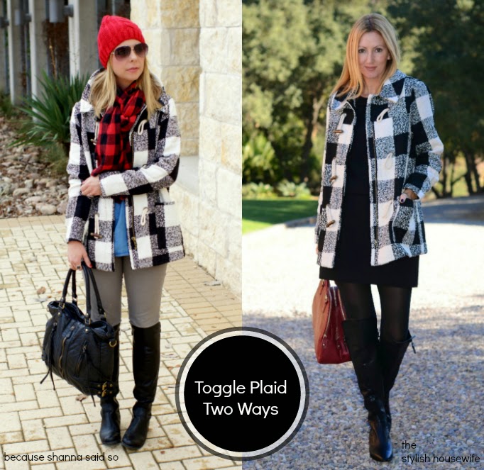 two ways to wear a plaid buffalo check plaid toggle coat