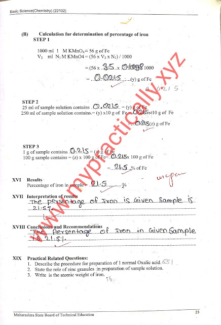 Redox Reaction Practical Answers