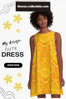 Yellow flowers on orange background Dress.