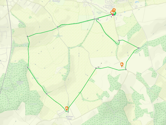 Map for Walk Walk 243: Datchworth South West Loop