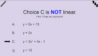 Choice c is not linear because it has an exponent