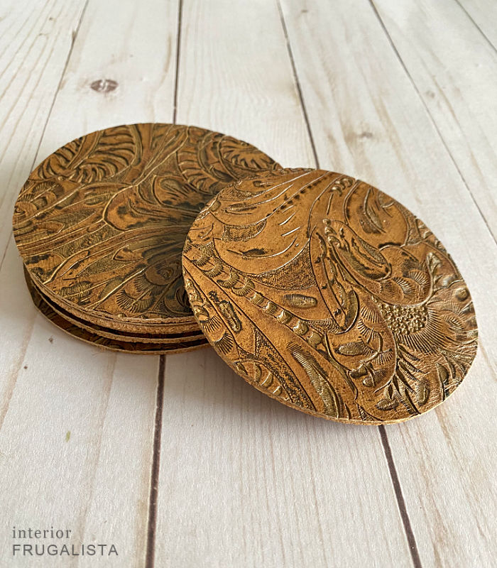 Super easy embossed leather drink coasters to make.