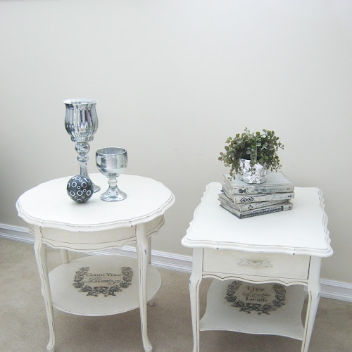 Kroehler French Provincial Side Table Makeovers Unified With Graphics
