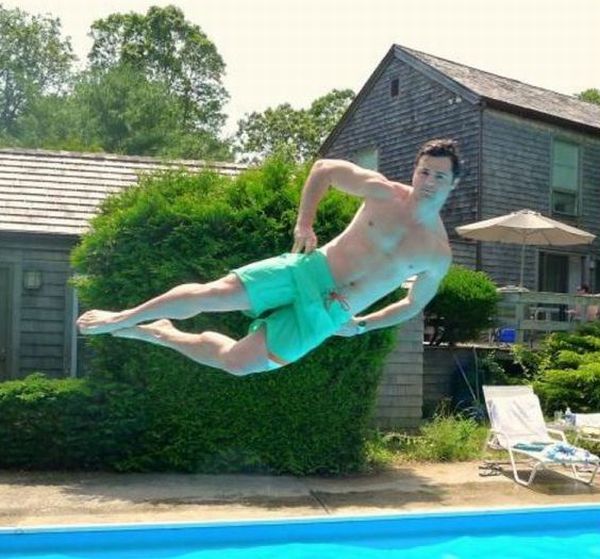 Funny Poses Above the Pool