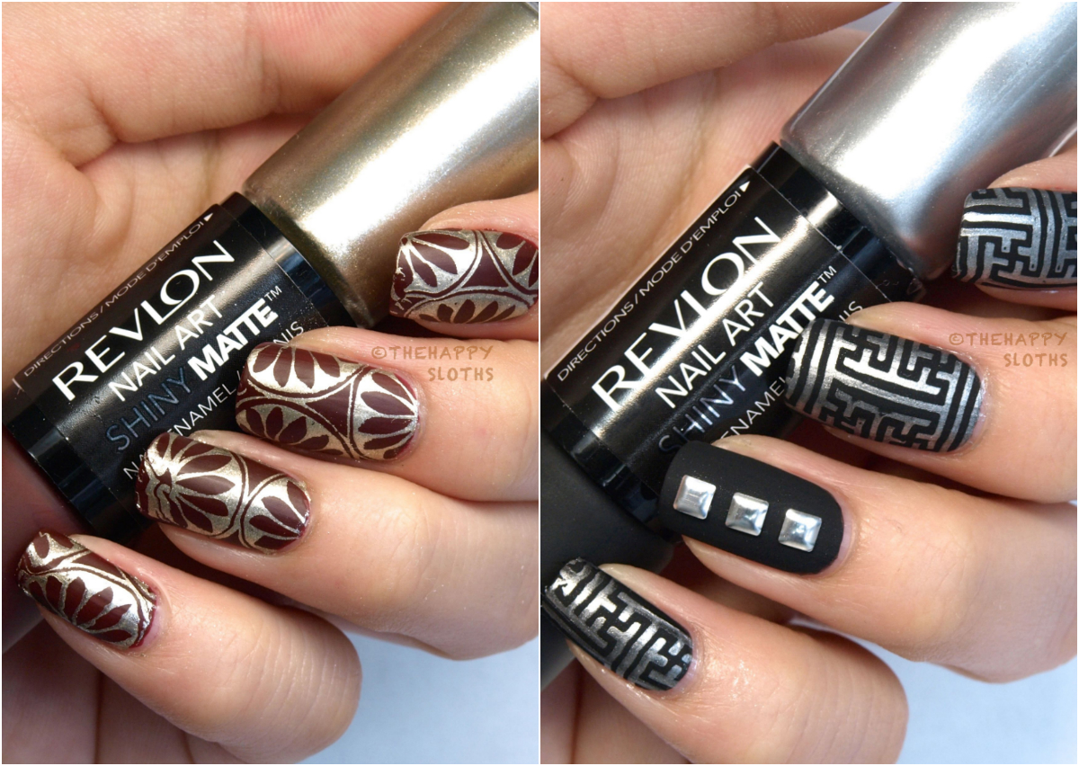 Revlon Nail Art Shiny Matte Nail Enamel in "Leather & Lace" & "Tortoise Shell": Review and Swatches