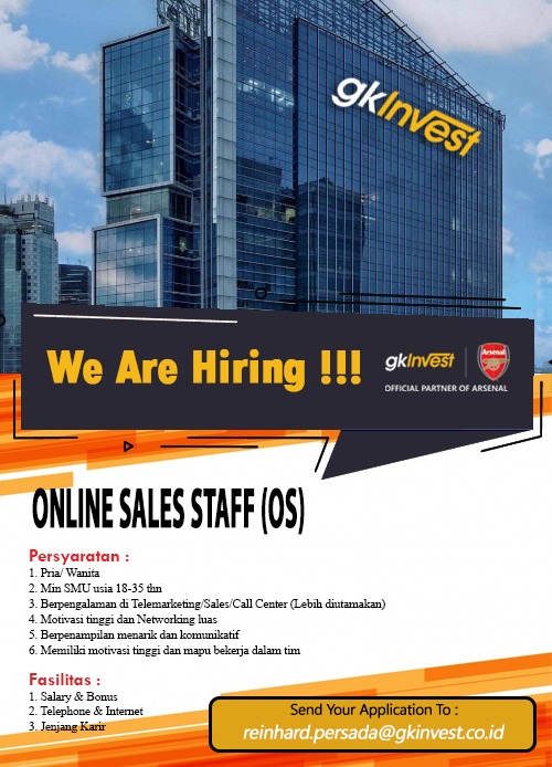 Lowongan Kerja Online Sales Staff (OS) GK Invest Bandung April 2021