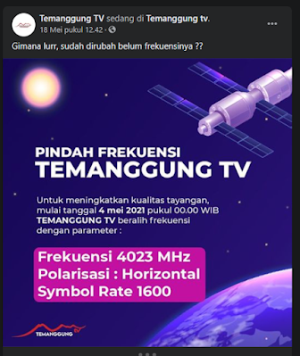 Update Frekuensi Temanggung TV pindah Mei 2021