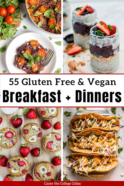 Want to eat more #plantbased this New Year? Check out my round up of 55 #glutenfree & #vegan breakfast & dinner recipes your whole family will love.