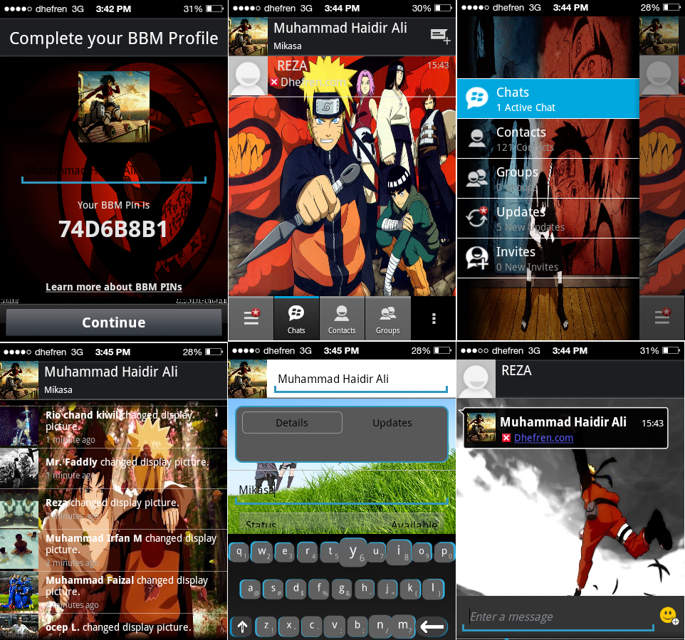 Kumpulan Tema BBM MOD Anime Populer Untuk Android Gingerbread