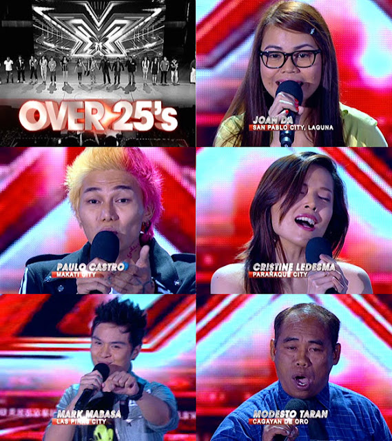 The X Factor Philippines Top 20 Over 25's - Joan Da, Paulo Castro, Cristine Ledesma, Mark Mabasa, and Modesto Taran