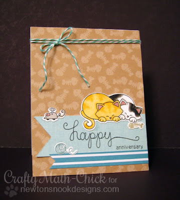 Kitty Anniversary card by Crafty Math Chick | Newton's Antics stamp set & dies by Newton's Nook Designs