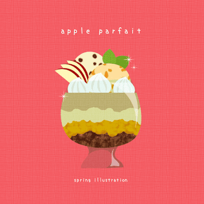 【りんごパフェ】スイーツのおしゃれでシンプルかわいいイラスト