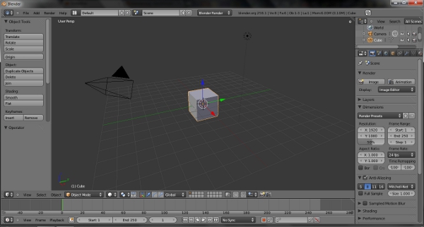 Standard Blender 2.58a user interface