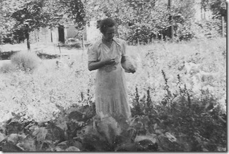 Grandma Bernie in her garden