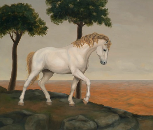 "Autumn Trail" by JUAN KELLY | contemporary art paintings of white horses, animals | beautiful artworks images | canvas