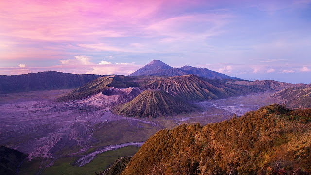 Indonesian landscape Java Island Volcano Dusk HD Wallpaper