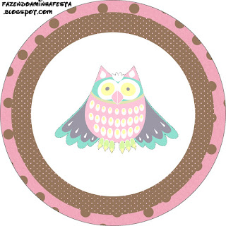 Toppers or Labels Owls with Boots Free Printable.