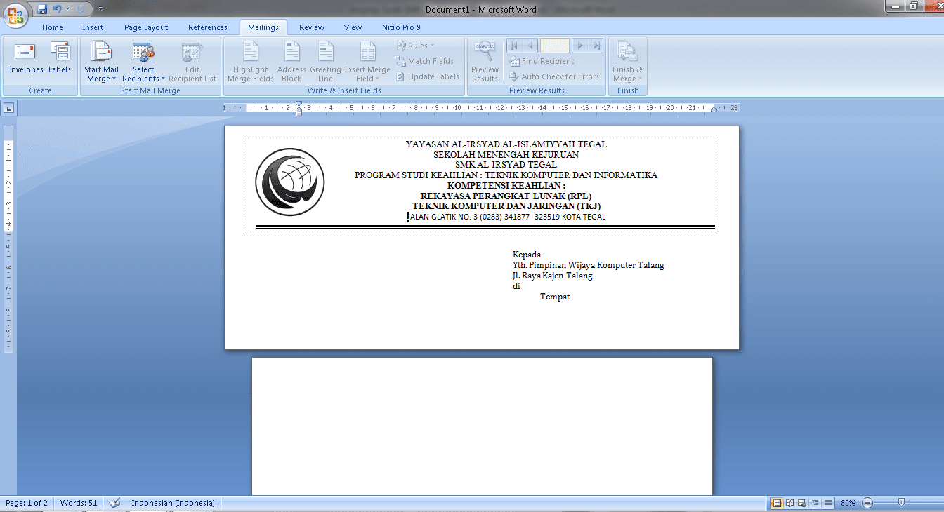 Cara Membuat Amplop Surat di Ms Word ~ Iman Jayoda