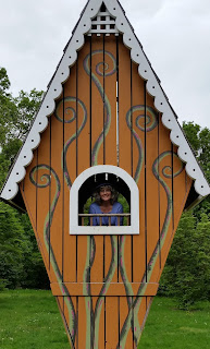 Cathleen in her birdhouse. 