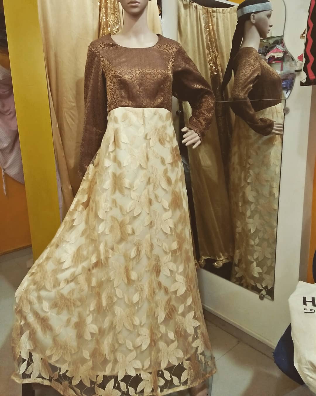 Enhancing NAARI - Gown made out of saree.. cold shoulder#... | Facebook