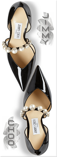 ♦Jimmy Choo Aurelie black patent leather pointed toe pumps with pearl embellishment #jimmychoo #shoes #brilliantluxury